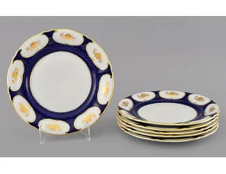 Набор тарелок десертных 6шт 19см Leander Соната Золотой цветок кобальт декор 07160319-0443