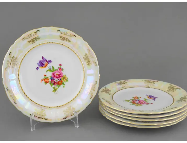 Набор тарелок десертных 6шт 19см Leander Соната Цветы перламутр декор 0656