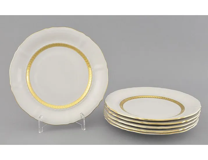 Набор тарелок десертных 6шт 19см Leander Соната Золотая лента декор 1239