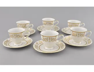 Набор кофейных пар на 6 персон 12 предметов 0,15л Leander Соната Золотой орнамент декор 1373