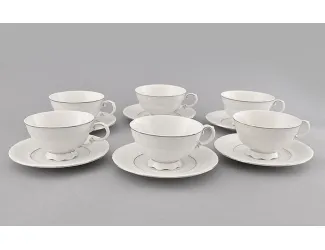 Набор чайных пар на 6 персон 12 предметов 0,20л Leander Соната отводка платина декор 1138