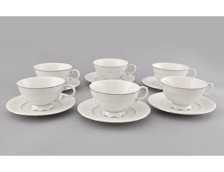 Набор чайных пар на 6 персон 12 предметов 0,20л Leander Соната отводка платина декор 1138