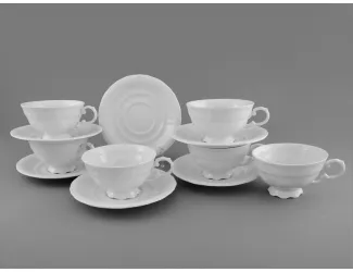 Набор чашек низ. с блюдцем 6шт 0,20л Leander Соната Белый узор
