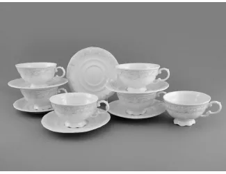 Набор чашек низ. с блюдцем 6шт 0,20л Leander Соната Розовый фарфор