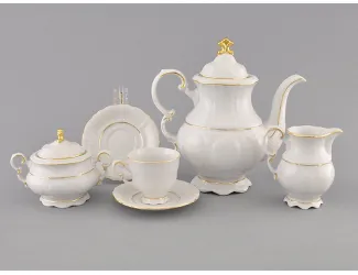 Сервиз кофейный мокко 15 предметов 6 персон Leander Соната Отводка золото декор 1139