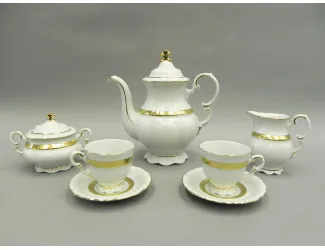 Сервиз кофейный мокко 15 предметов 6 персон Leander Соната Золотая лента декор 1239