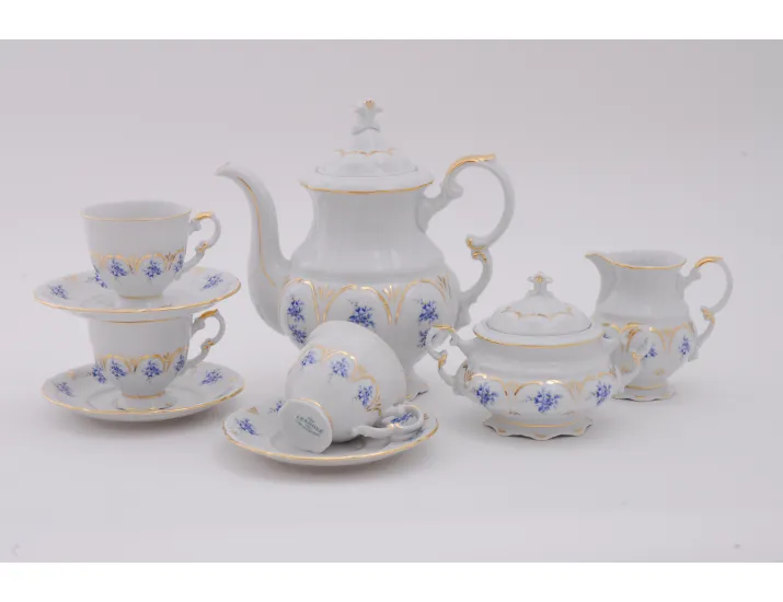 Сервиз кофейный 15 предметов 6 персон 0,15л Leander Соната Голубые цветы