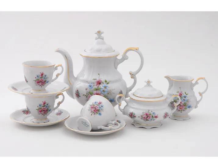 Сервиз кофейный 15 предметов 6 персон 0,15л Leander Соната Розовые цветы