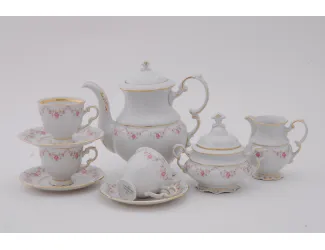 Сервиз кофейный 15 предметов 6 персон 0,15л Leander Соната Мелкие цветы декор 0158