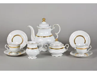 Сервиз кофейный 15 предметов 6 персон 0,15л Leander Соната Золотая лента декор 1239