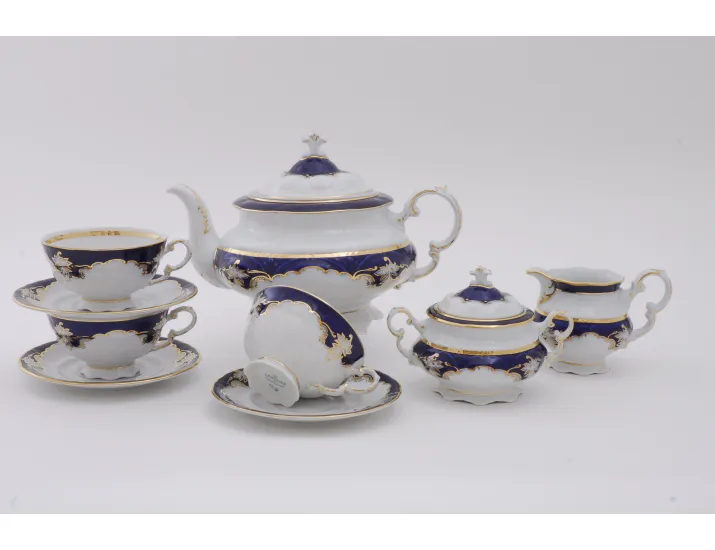Сервиз чайный 15 предметов 6 персон Leander Соната Кобальтовый орнамент декор 1357