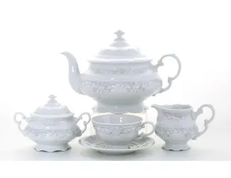 Сервиз чайный 15 предметов 6 персон Leander Соната серый узор 07160725-3002