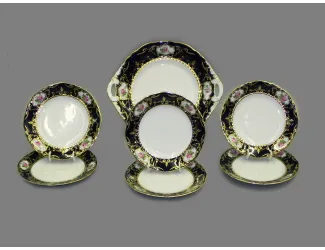 Сервиз для торта 7 предметов Leander Соната Мелкие цветы (Кобальт) декор 0440