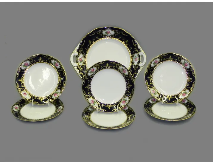 Сервиз для торта 7 предметов Leander Соната Мелкие цветы (Кобальт) декор 0440