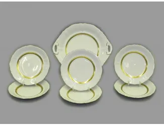 Сервиз для торта 7 предметов Leander Соната Золотая лента декор 1239