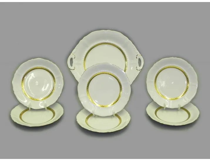 Сервиз для торта 7 предметов Leander Соната Золотая лента декор 1239