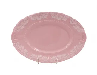 Блюдо овальное 32см Leander Соната Белый узор розовый фарфор декор 3001 07211512-3001