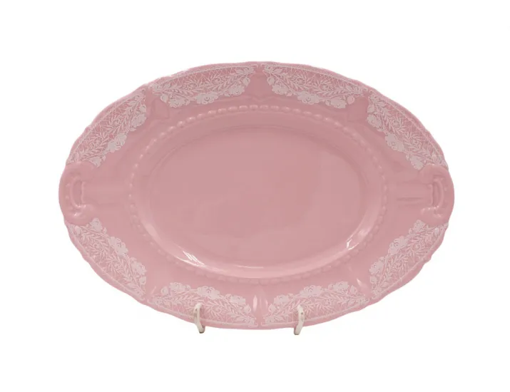 Блюдо овальное 32см Leander Соната Белый узор розовый фарфор декор 3001 07211512-3001