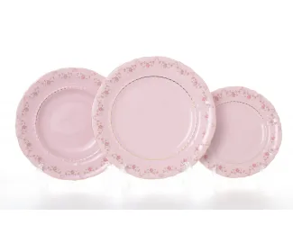 Набор тарелок 18 предметов Leander Соната Мелкие цветы декор 0158 розовый фарфор 07260119-0158