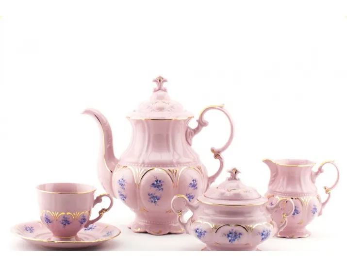 Сервиз кофейный 15 предметов 6 персон с чаш. 0,15л Leander Соната Голубые цветы