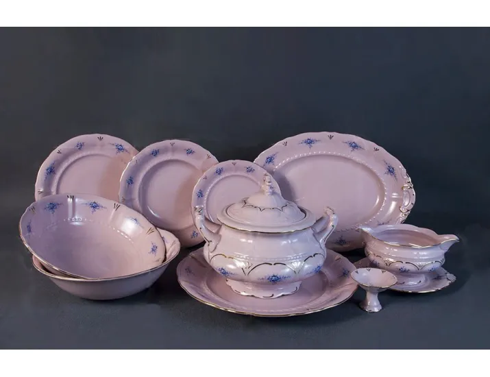 Сервиз столовый 25 предметов 6 персон Leander Соната Голубые цветы 0009, розовый фарфор 07262011-0009