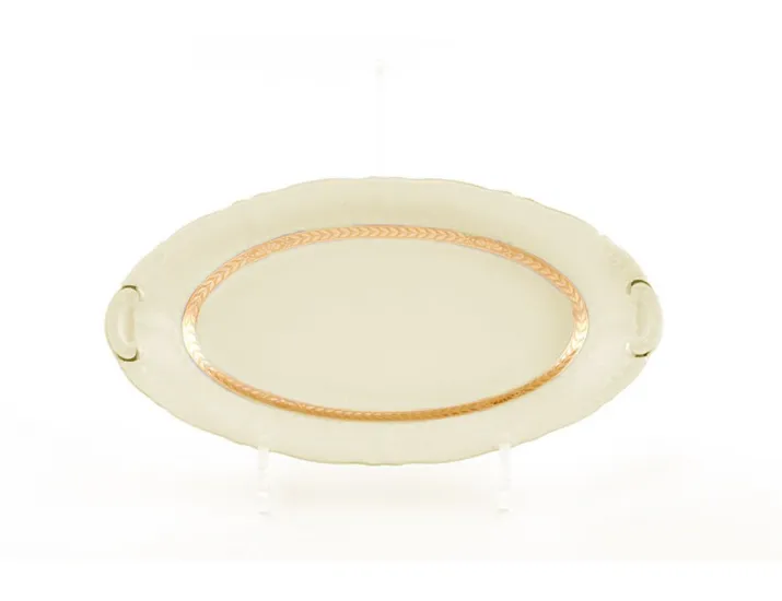 Блюдо овальное 32см Leander Соната Золотая лента декор 1239 слоновая кость 07511512-1239