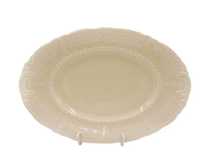Блюдо овальное 36см Leander Соната белый узор декор 3001 слоновая кость