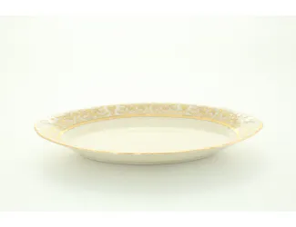 Блюдо овальное глубокое 23см Leander Соната Золотой орнамент декор 1373 слоновая кость 07516125-1373
