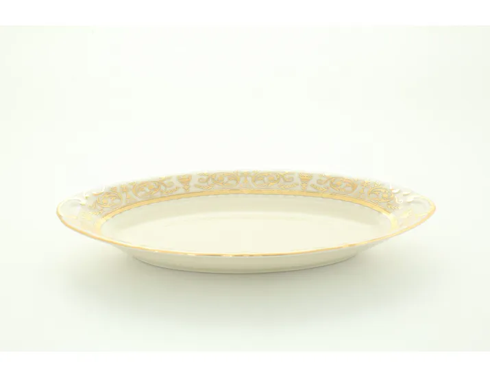 Блюдо овальное глубокое 23см Leander Соната Золотой орнамент декор 1373 слоновая кость 07516125-1373