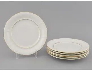 Набор тарелок мелких 6шт 25см Leander Соната Отводка золото декор 1139 слоновая кость