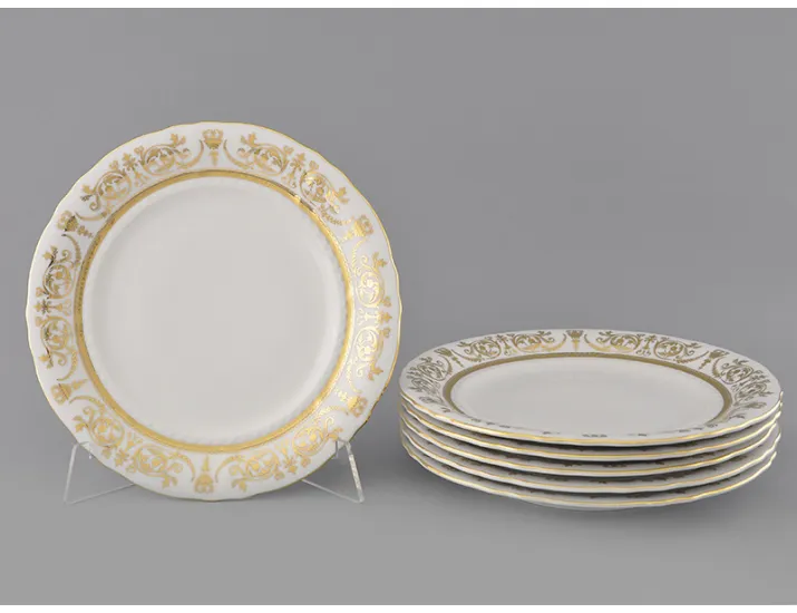 Набор тарелок мелких 6шт 25см Leander Соната Золотой орнамент декор 1373 слоновая кость 07560115-1373