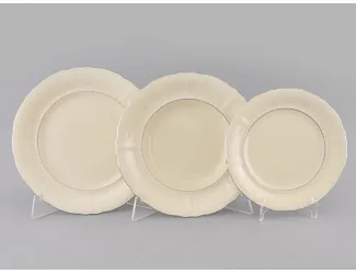 Набор тарелок 18 предметов Leander Соната декор 1138 Слоновая кость