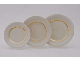 Набор тарелок 18 предметов Leander Соната Золотая лента декор 1239 слоновая кость