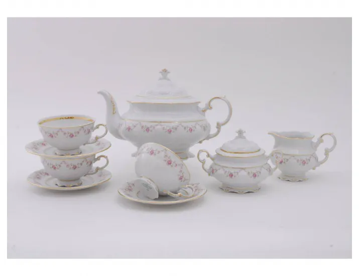 Сервиз чайный 15 предметов 6 персон Leander Соната Мелкие цветы декор 0158