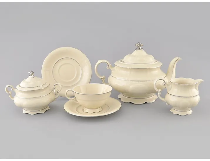 Сервиз чайный 15 предметов 6 персон Leander Соната декор 1138 Слоновая кость 07560725-1138