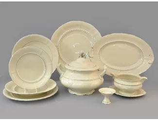Сервиз столовый 43 предмета 12 персон Leander Соната Отводка платина декор 1138 слоновая кость