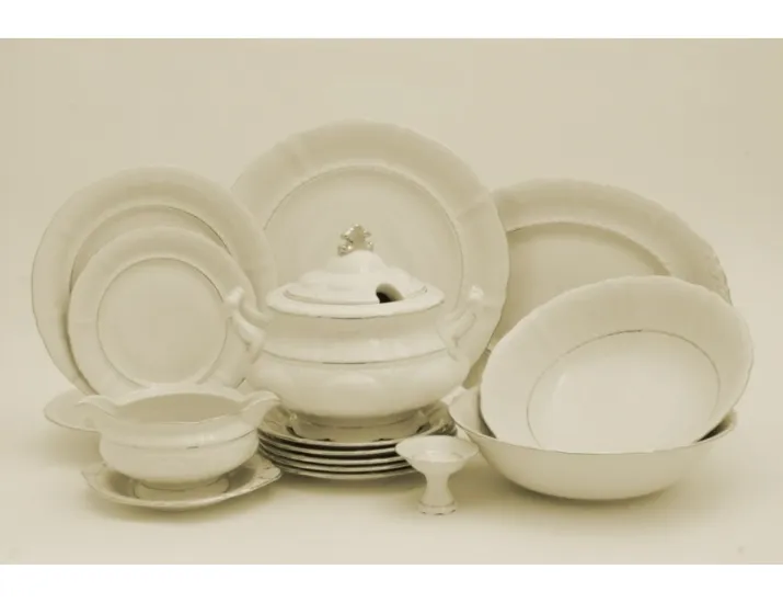 Сервиз столовый 25 предметов 6 персон Leander Соната Отводка золото декор 1139 слоновая кость 07562011-1139
