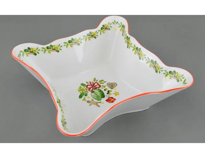 Салатник квадратный 20 см Leander Мэри-Энн, Шишки Новогодняя коллекция