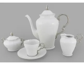 Сервиз кофейный Leander Эла 15 предметов 6 персон, отводка платина