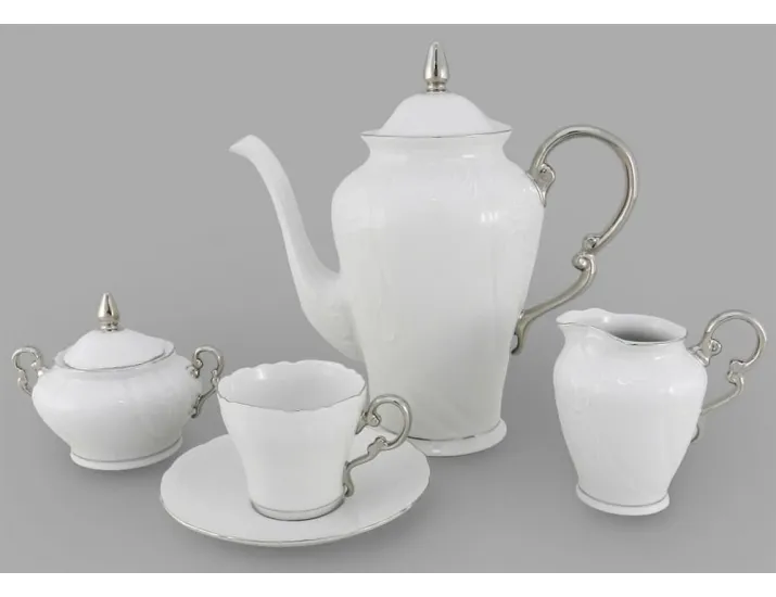 Сервиз кофейный15 предметов 6 персон Rudolf Kampf Mozart отводка платина