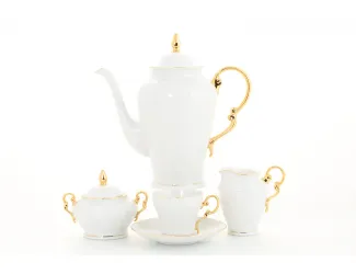 Сервиз кофейный Leander Эла 15 предметов 6 персон, золото
