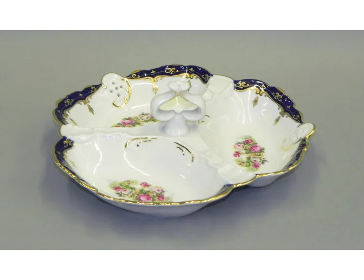 Менажница "Кабаре" 3 секции Leander Соната Мелкие цветы (Кобальт) декор 0440 38116435-0440