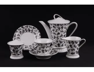 Сервиз чайный 15 предметов 6 персон Leander Светлана Чёрно-белая фантазия 57160725-2204