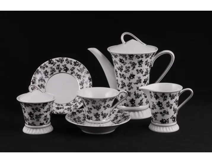 Сервиз чайный 15 предметов 6 персон Leander Светлана Чёрно-белая фантазия 57160725-2204