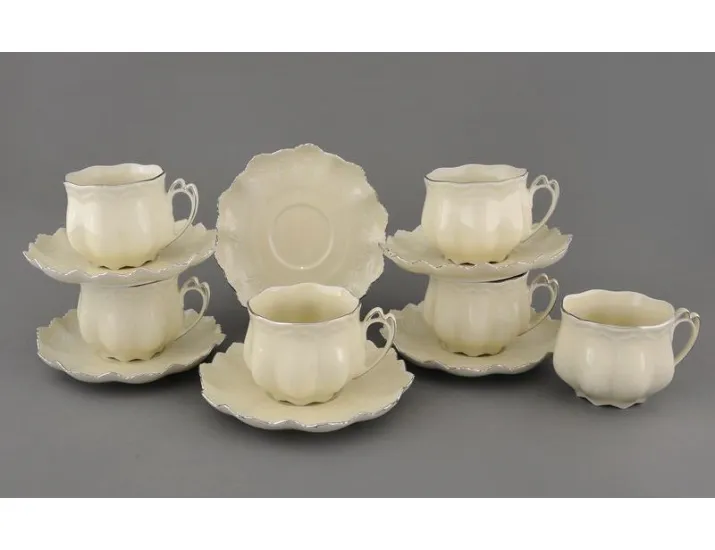 Набор чайных пар на 6 персон 12 предметов 0,20л Leander Виктория мокко