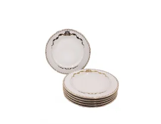 Набор тарелок мелких Rudolf Kampf Роза и ленты 6шт 25см декор 2274 золото 02160125-2274