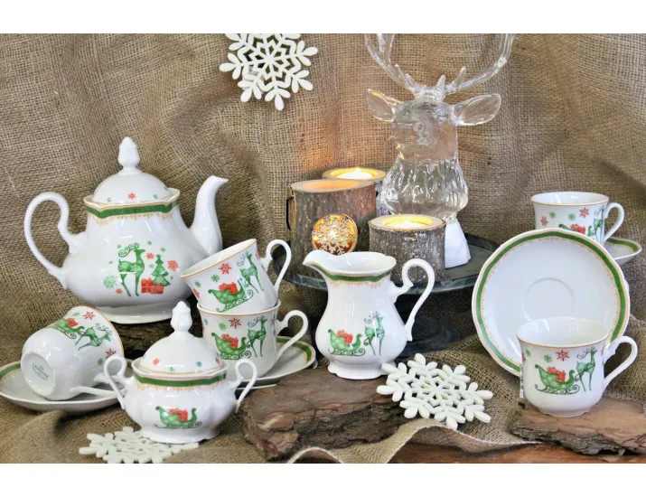 Сервиз чайный 15 предметов 6 персон Leander Мэри-Энн, Рождество Олени Новогодняя коллекция декор 2573 03160725-2573