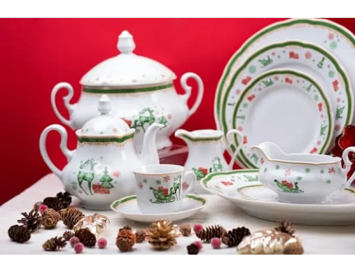 Сервиз столовый 25 предметов 6 персон Leander Мэри-Энн Новогодняя коллекция Рождество Олени 2573