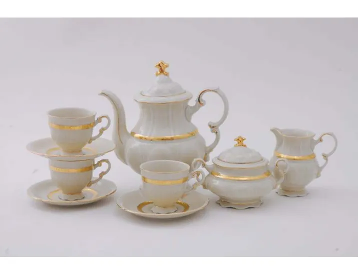 Сервиз кофейный 15 предметов 6 персон 0,15л Leander Соната Золотая лента декор декор 0867 07160714-0867