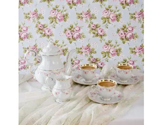 Кофейная пара 150мл Leander Соната Мелкие цветы декор 0158 07120414-0158k